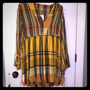 Free people • mustard plaid tunic/dress